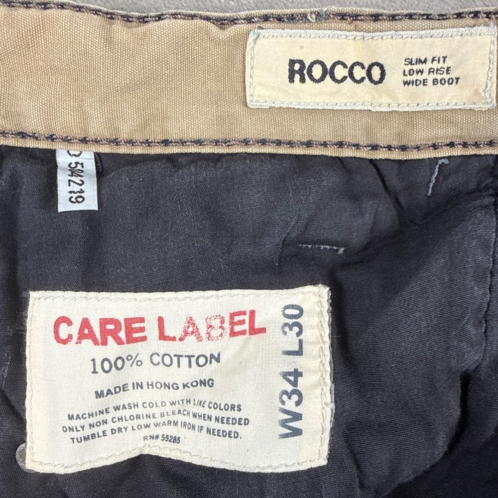 Express Jeans Rocco Mens 34x30 Blue Slim Low Rise Wide Boot Embroidered Lion Y2K - Picture 2 of 8